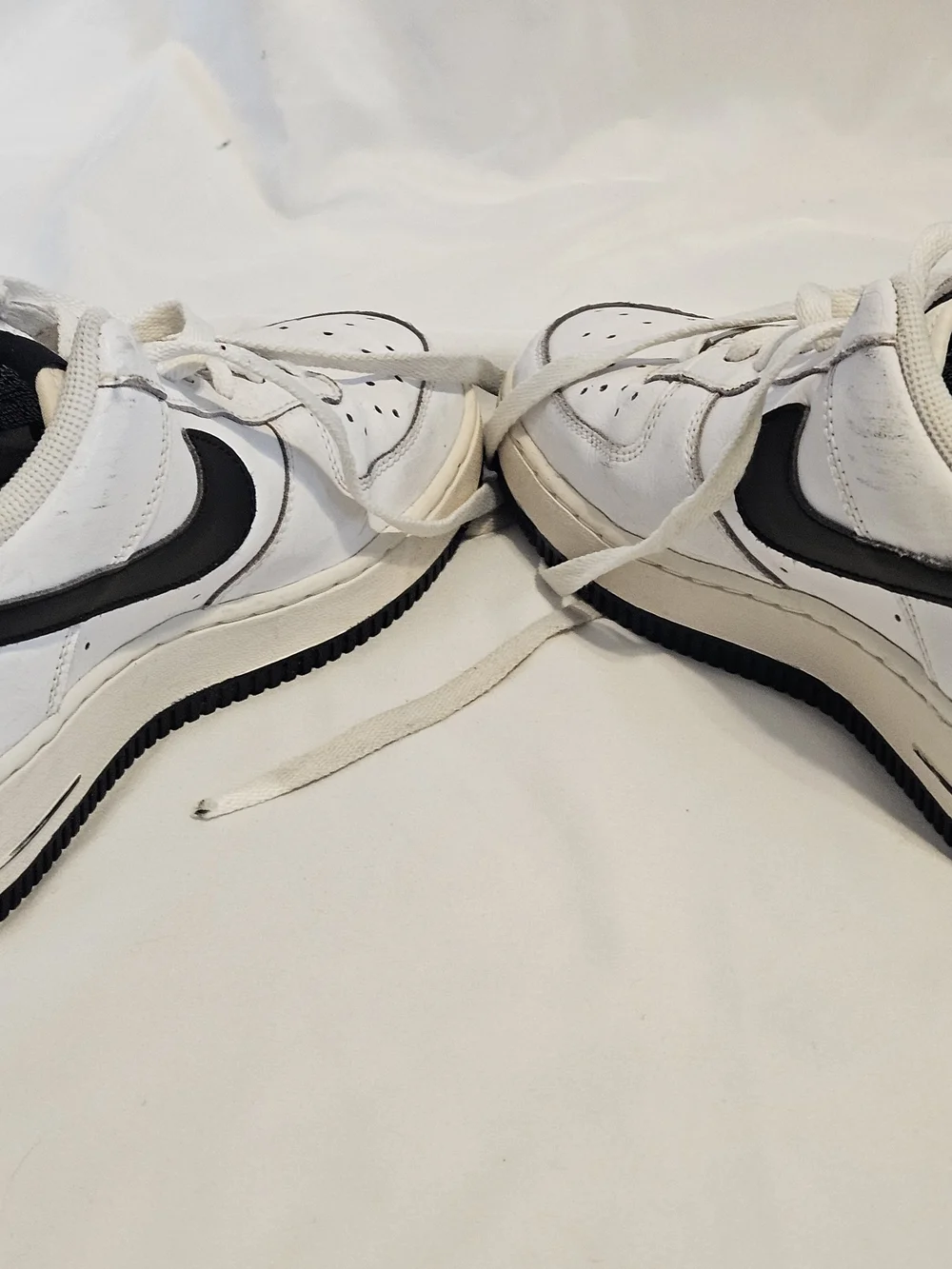NIKE-Boys Air Force 1 XXV, AF1-82 White/Black Leather Sneakers SZ 7Y